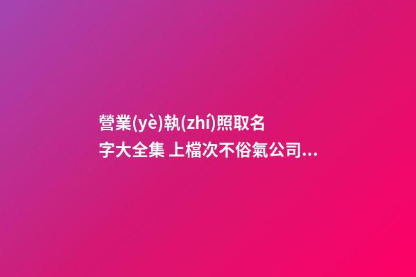 營業(yè)執(zhí)照取名字大全集 上檔次不俗氣公司名,起名之家-第1張-公司起名-玄機派